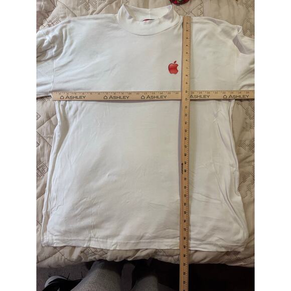 Vintage Apple Logo Mock Neck Long Sleeve Shirt – White – Size 2XL (Made in USA) - Picture 4 of 7